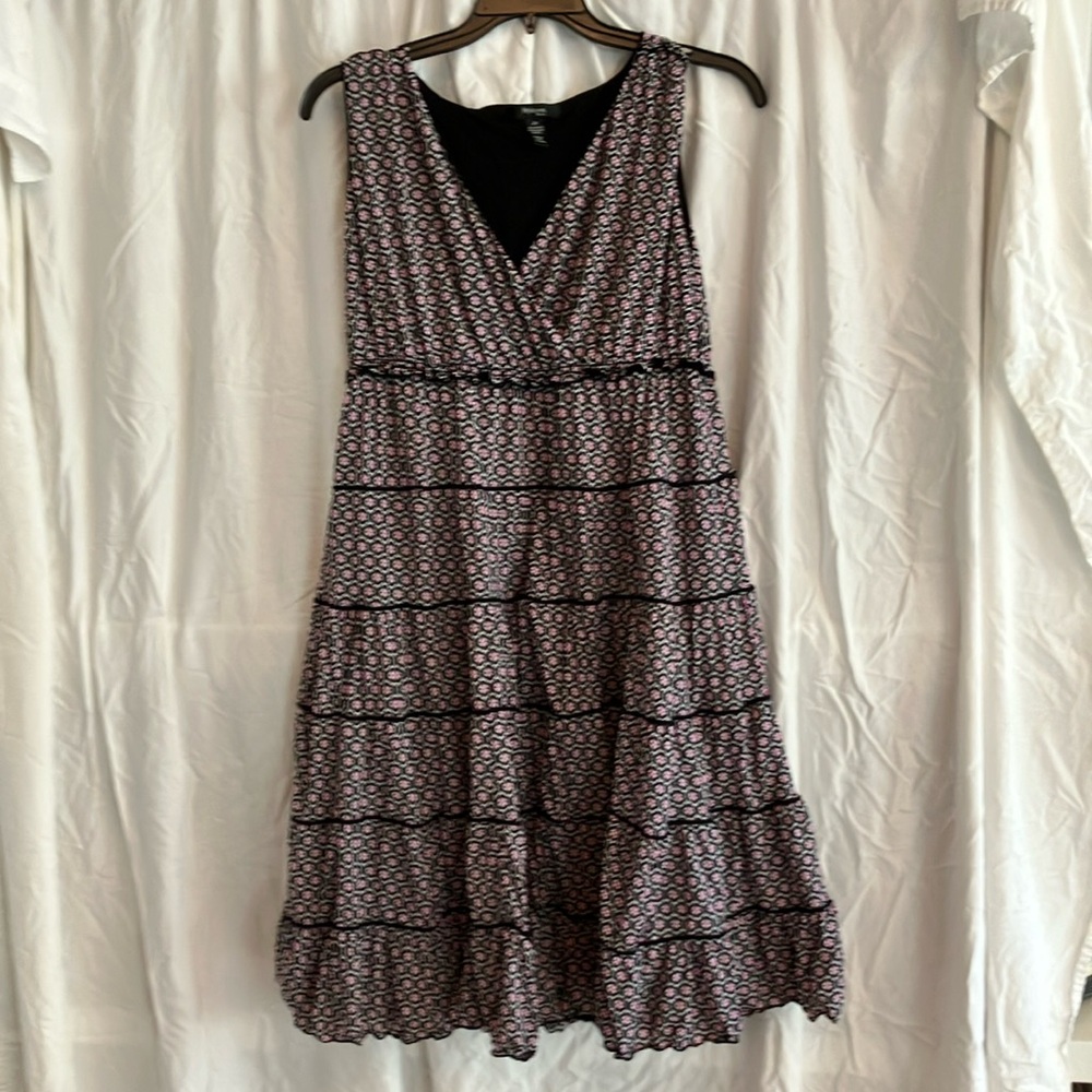 Style & Co. Black and White Tiered Wrap Midi Dress